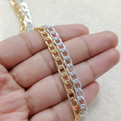 Narrow Flat-Link Metal Curb Chain