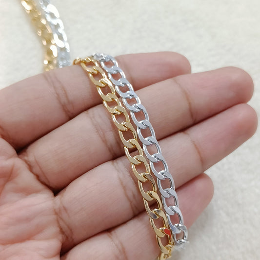 Narrow Flat-Link Metal Curb Chain