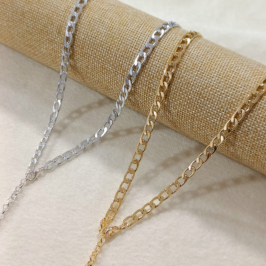Narrow Flat-Link Curb Chain Necklace