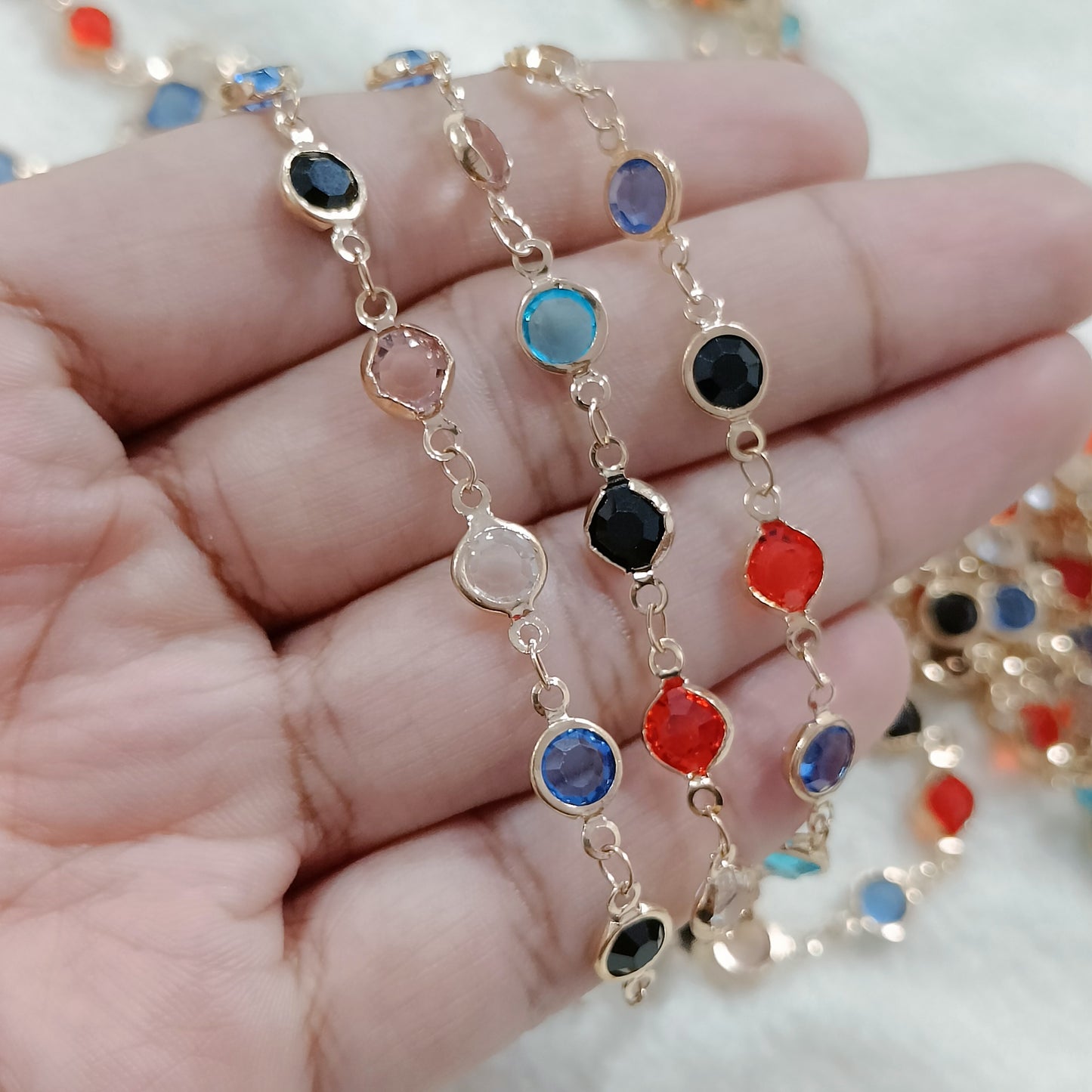 Multicolour Crystal Bezel Chain