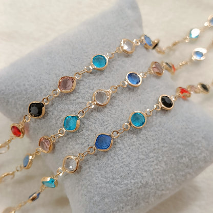Multicolour Crystal Bezel Chain