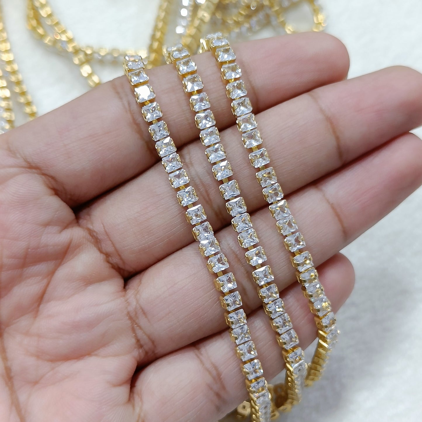 Luxury Square American Diamond (AD) Studded Chain