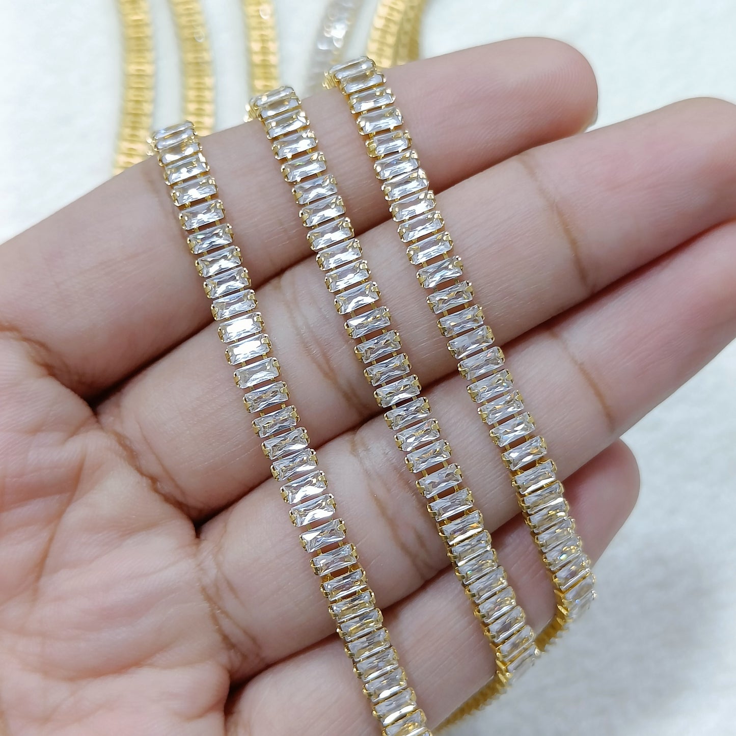 Luxury Baguette Mini American Diamond (AD) Studded Chain