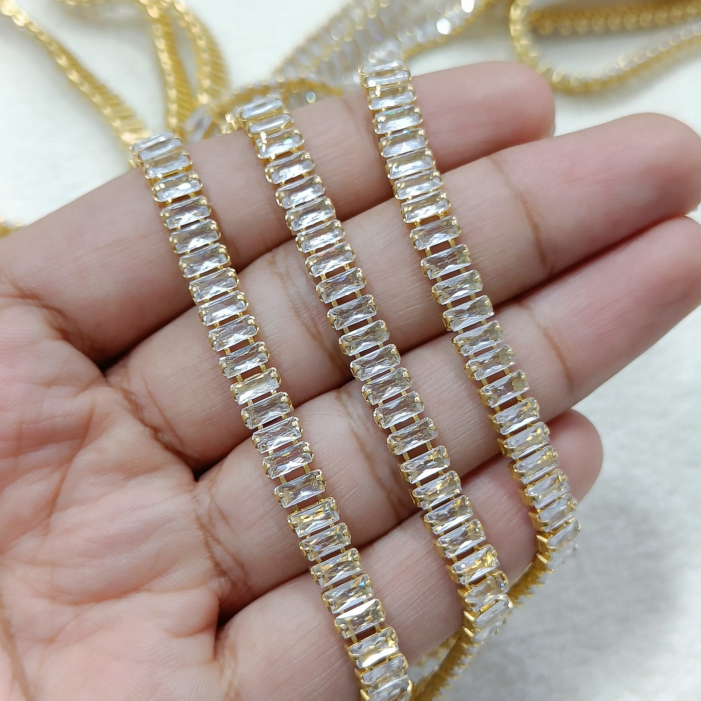 Luxury Baguette Medium American Diamond (AD) Studded Chain