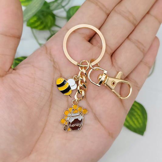 Bumblebee & Honey Pot Bag Charm Keychain