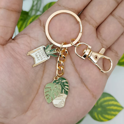 Monstera & Crazy Plant Lady Bag Charm Keychain