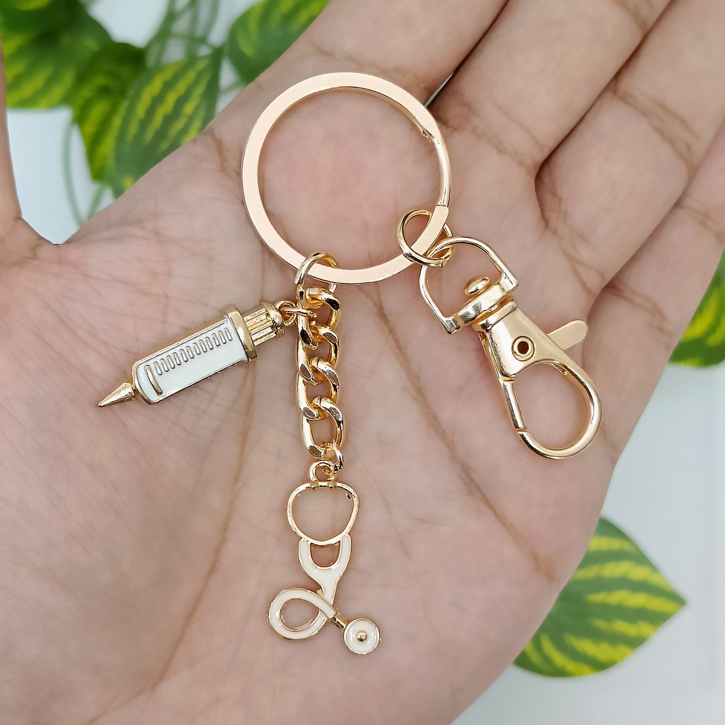 Doctor-Theme Stethoscope & Injection Bag Charm Keychain