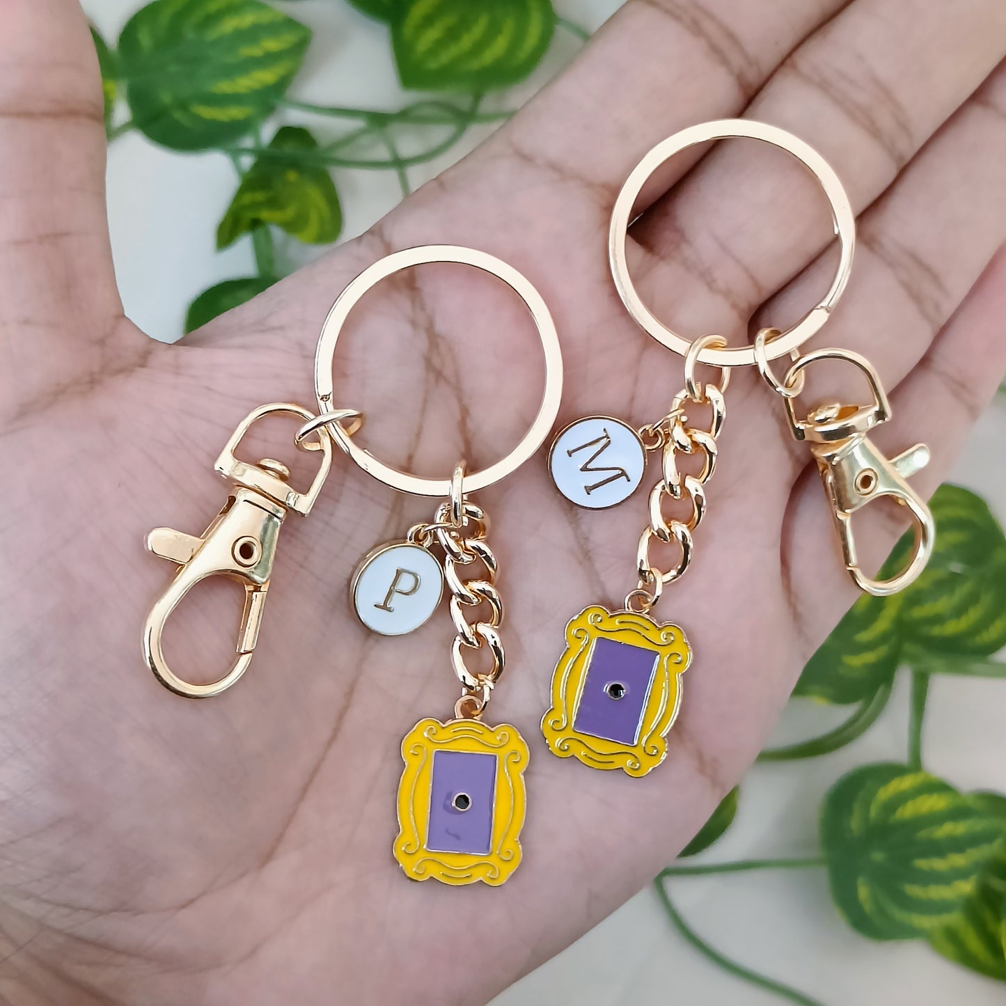 FRIENDS Door-Frame Personalized Initial Bag Charm Keychain