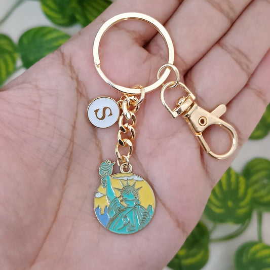 New York & Personalized Initial Travel Bag Charm Keychain