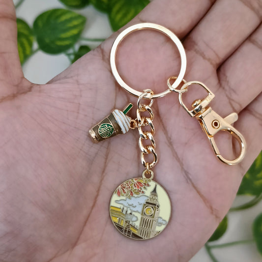 London & Starbucks Coffee Travel Bag Charm Keychain