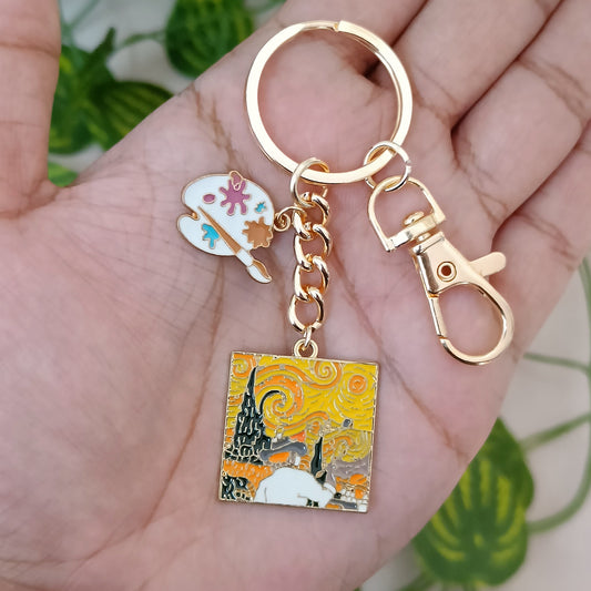 Van Gogh Wheat Fields & Colour Palette Bag Charm Keychain