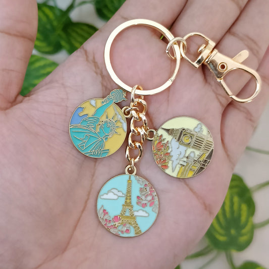 London Paris New York Travel Bag Charm Keychain