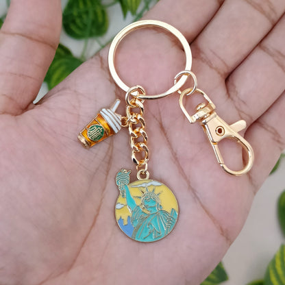 New York & Starbucks Coffee Travel Bag Charm Keychain