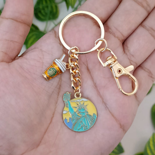 New York & Starbucks Coffee Travel Bag Charm Keychain