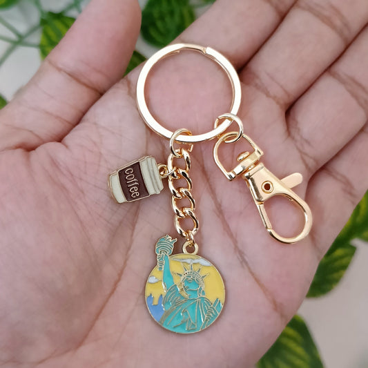 New York & Coffee Sipper Travel Bag Charm Keychain