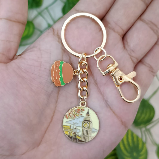 London & Yummy Burger Travel Bag Charm Keychain