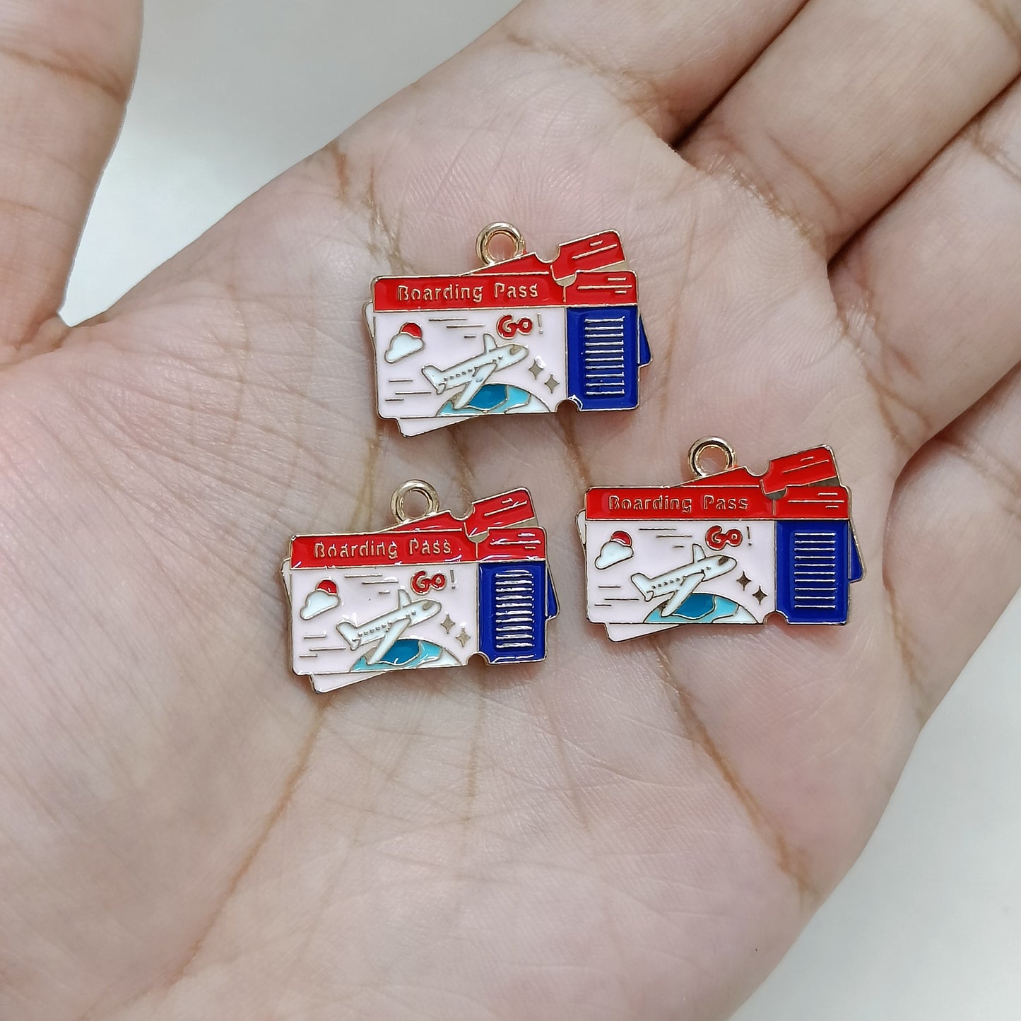 Airplane Boarding Pass Travel Metal Charms