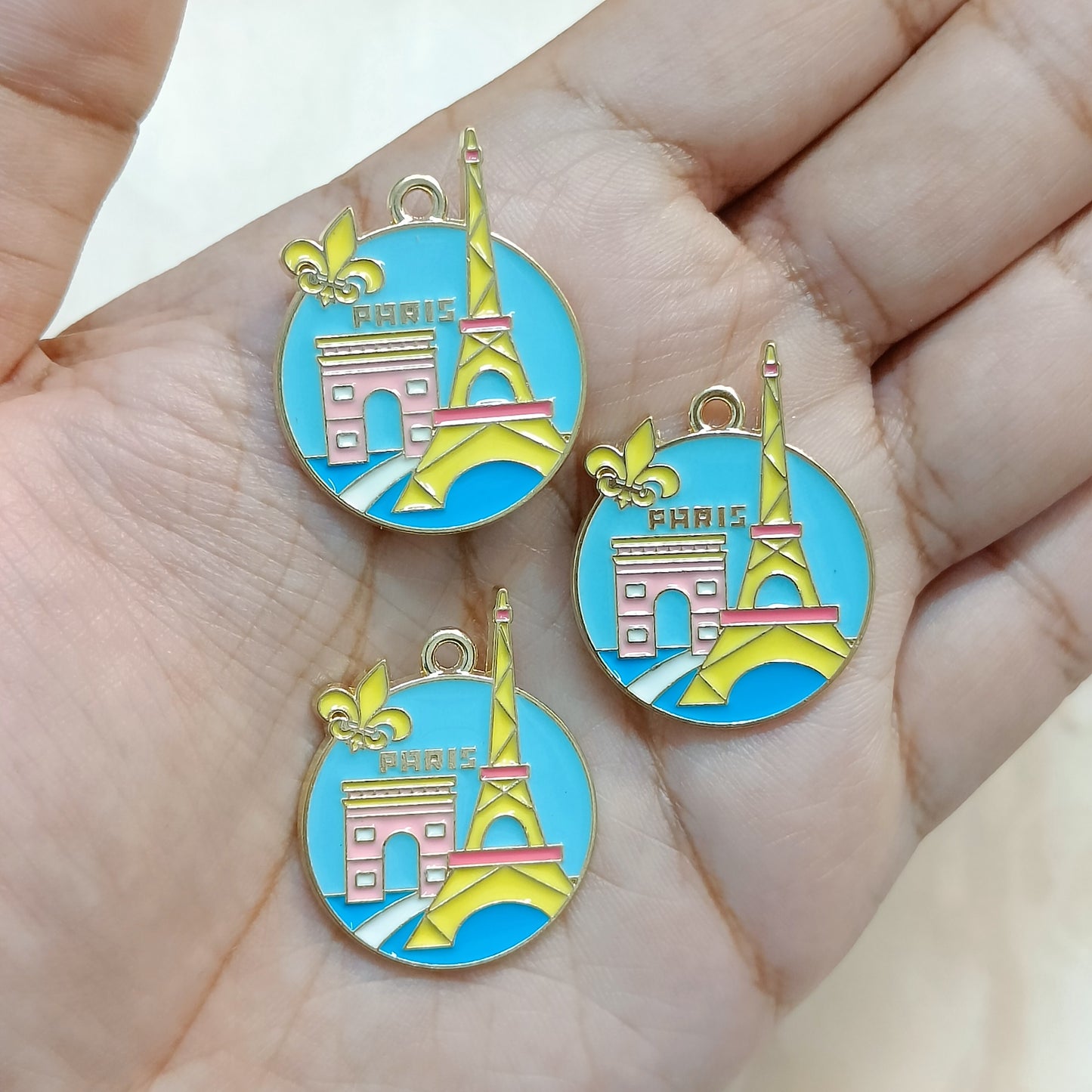Paris Pastel Tourist Coin Travel Metal Charms