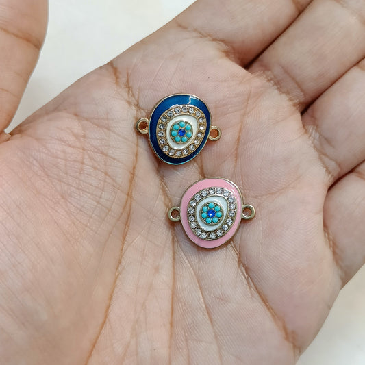 Luxury Studded Curvy Evil Eye Connector Metal Charms
