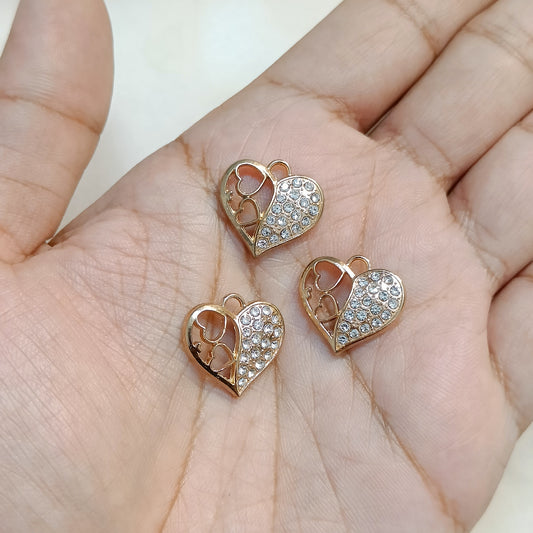 Cute Studded Golden Bubbly Half-Heart Metal Charms