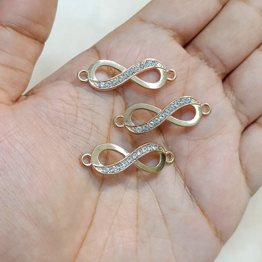 Luxury Studded Rose Golden Infinity Connector Charms