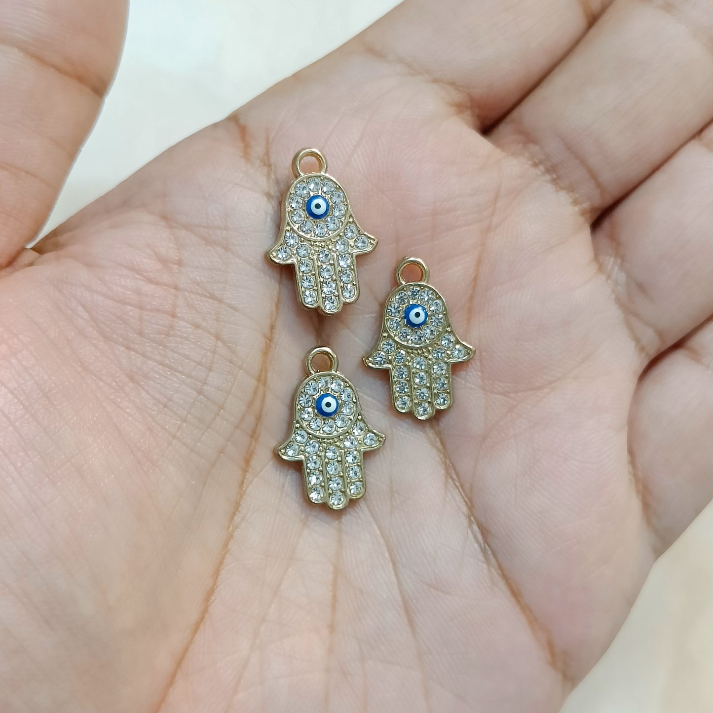 Luxury Studded Hamsa Evil Eye Metal Charms