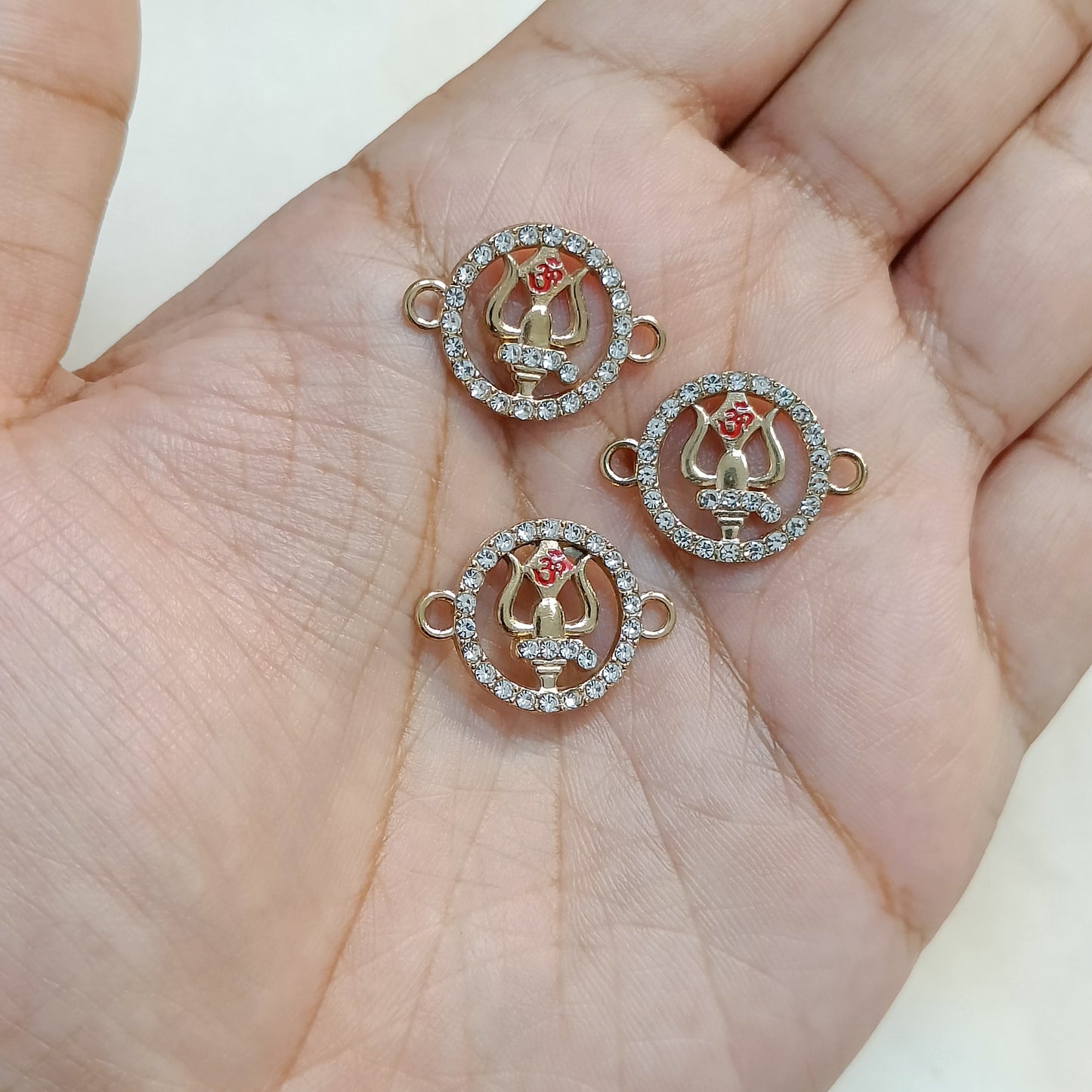 Luxury Studded Golden Divine Trishul Om Connector Charms