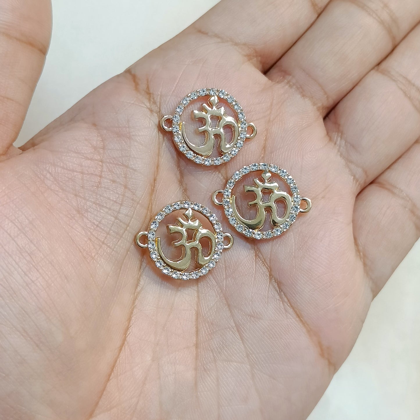 Luxury Studded Golden Divine Om Connector Charms