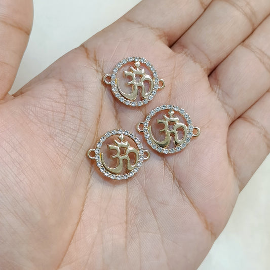 Luxury Studded Golden Divine Om Connector Charms