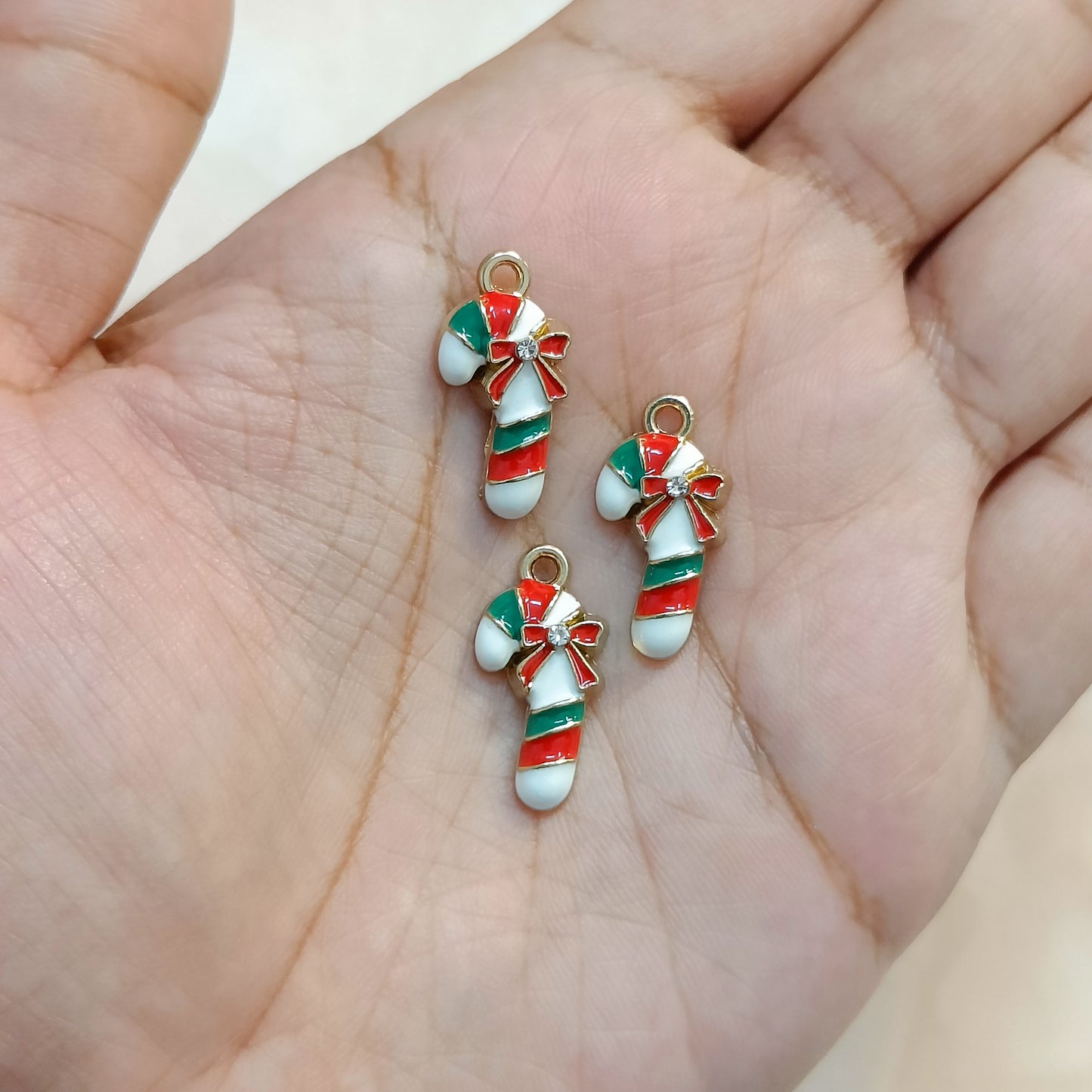 Studded Candycane Metal Charms