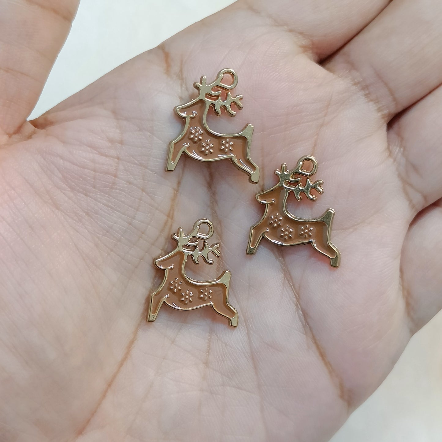 Brown Jumping Reindeer Metal Charms