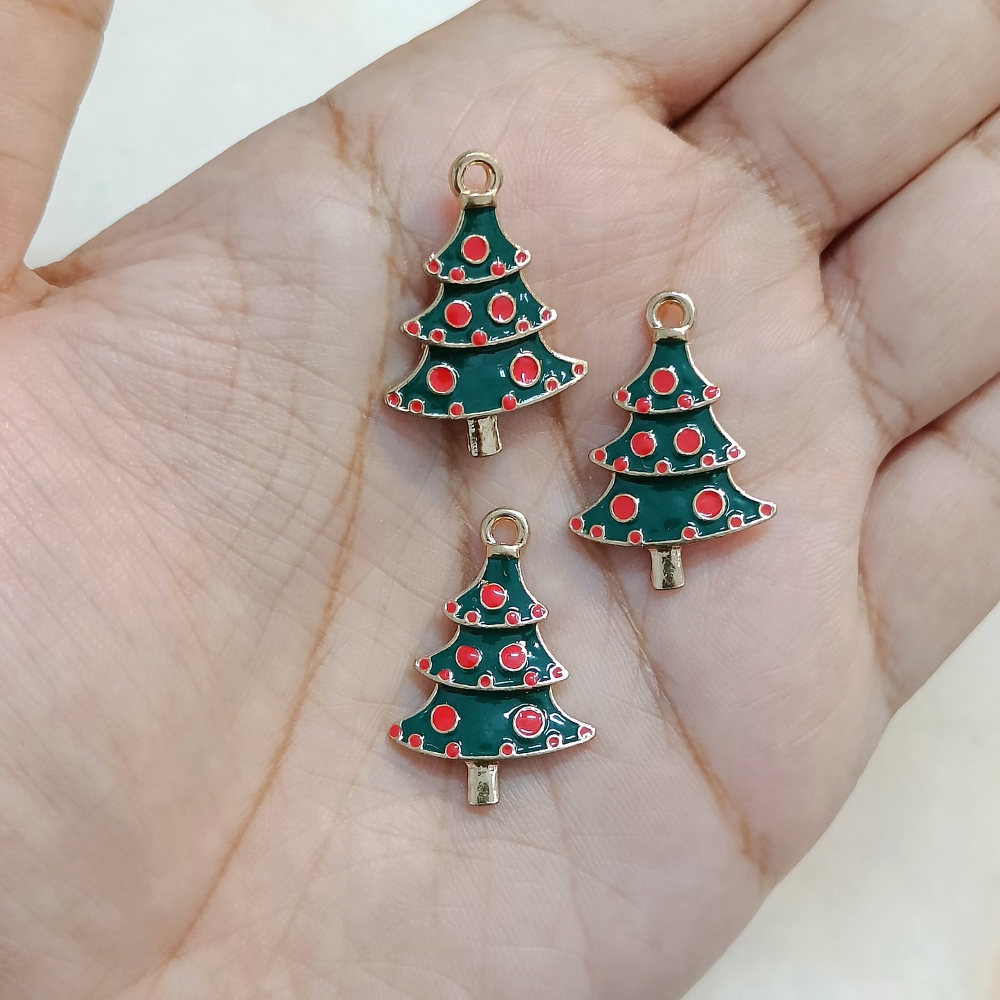 Polka Xmas Tree Metal Charms