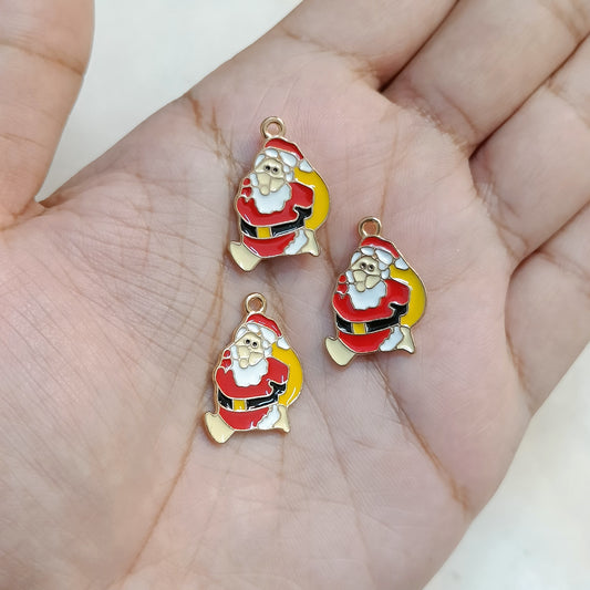 Yellow Happy Santa Claus Metal Charms