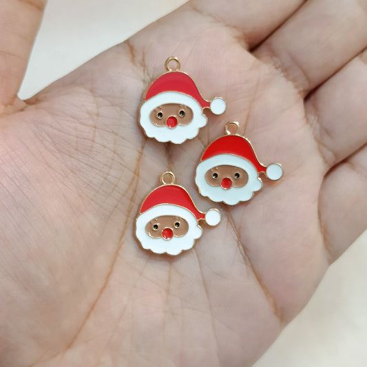 Cute Brown Santa Face Metal Charms