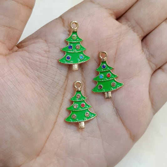 Multicolour Studded Xmas Tree Metal Charms