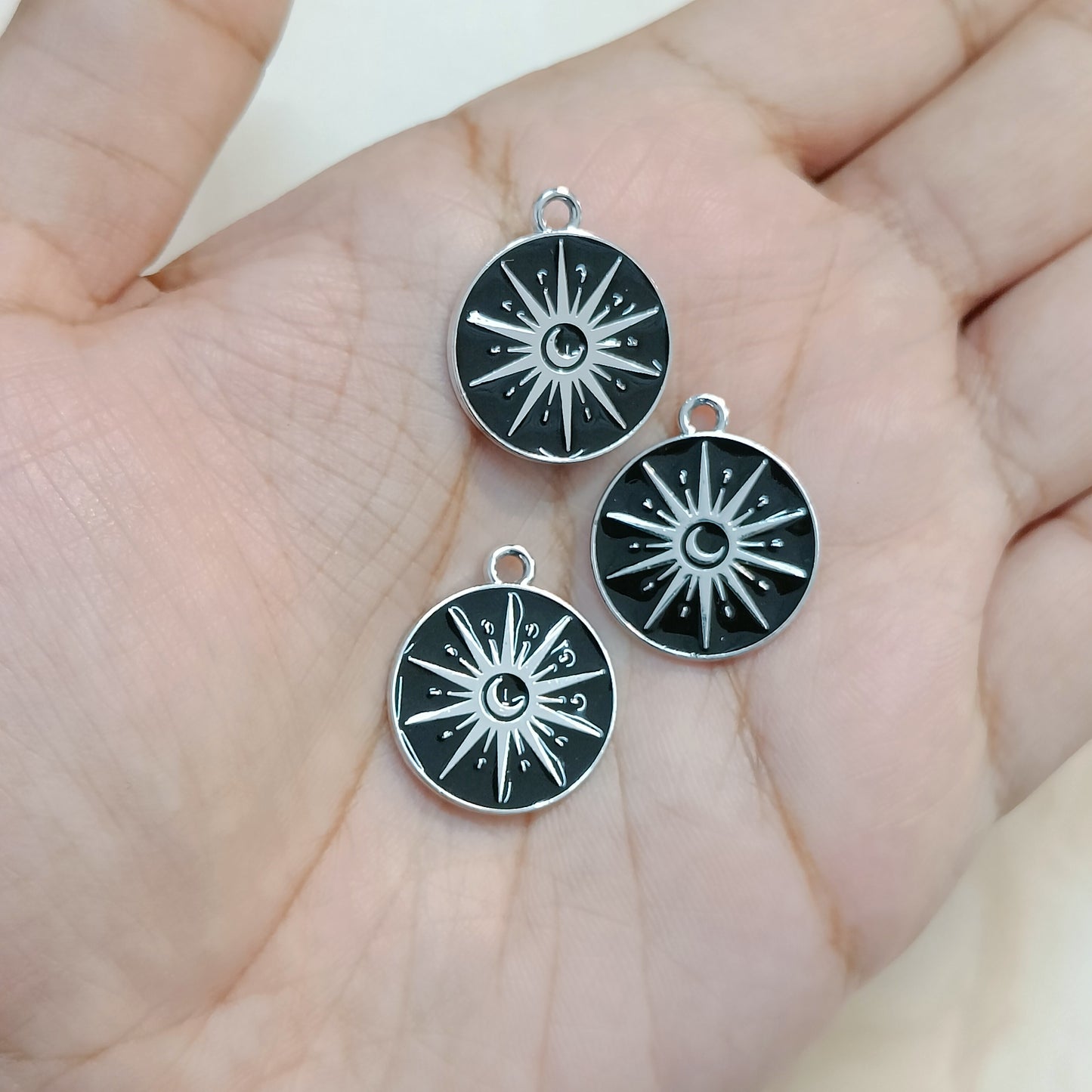 Silver Gothic Sun & Moon Coin Metal Charms