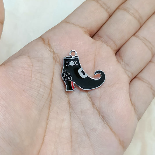 Wizard Boot Silver Gothic Metal Charms