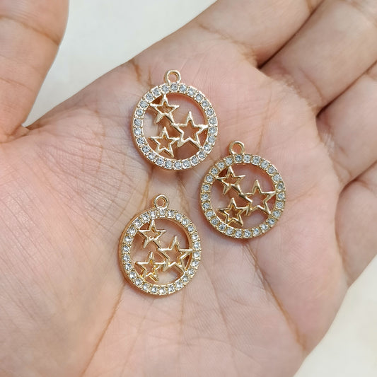 Golden Star-Studded Ring Metal Charms