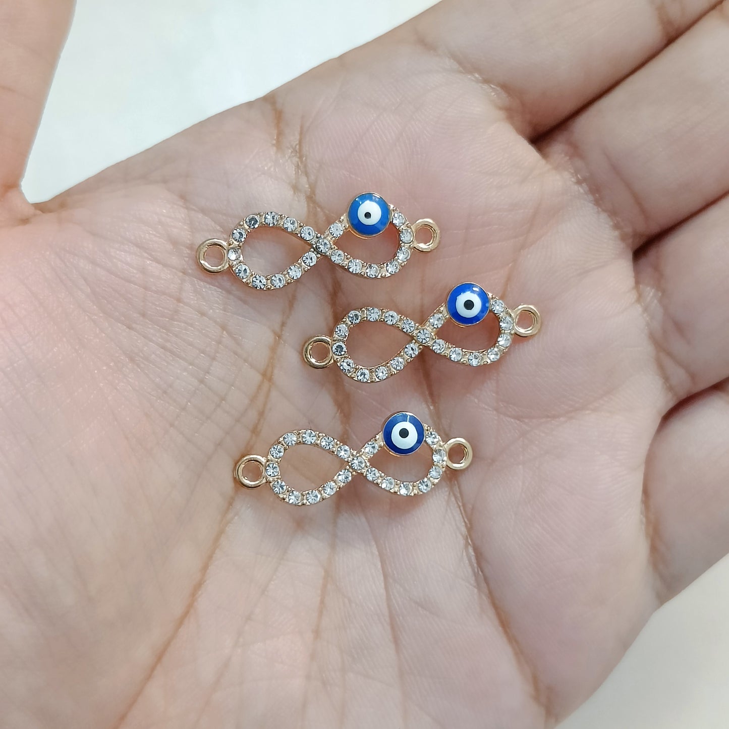 Luxury Studded Infinity Evil Eye Connector Charms