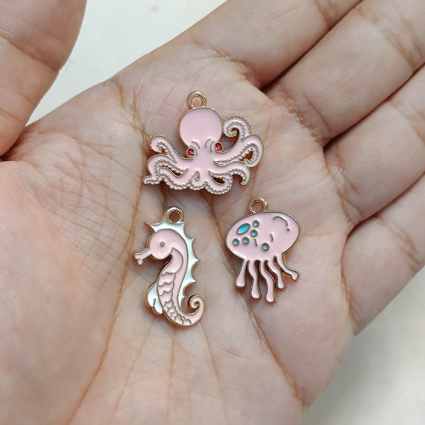Cute Pink Sea Creatures Metal Charms
