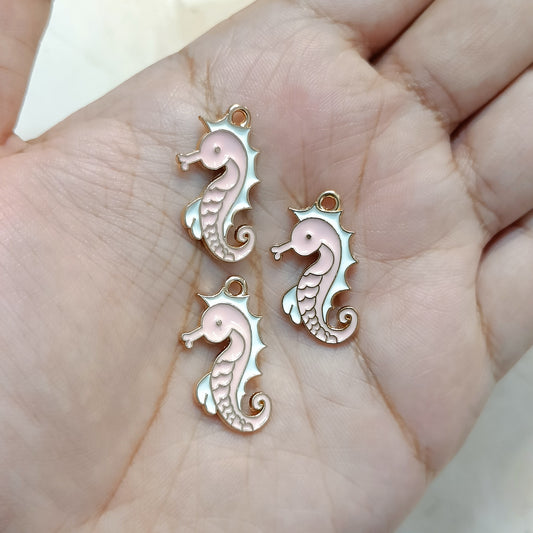 Cute Pink Sea Horse Metal Charms