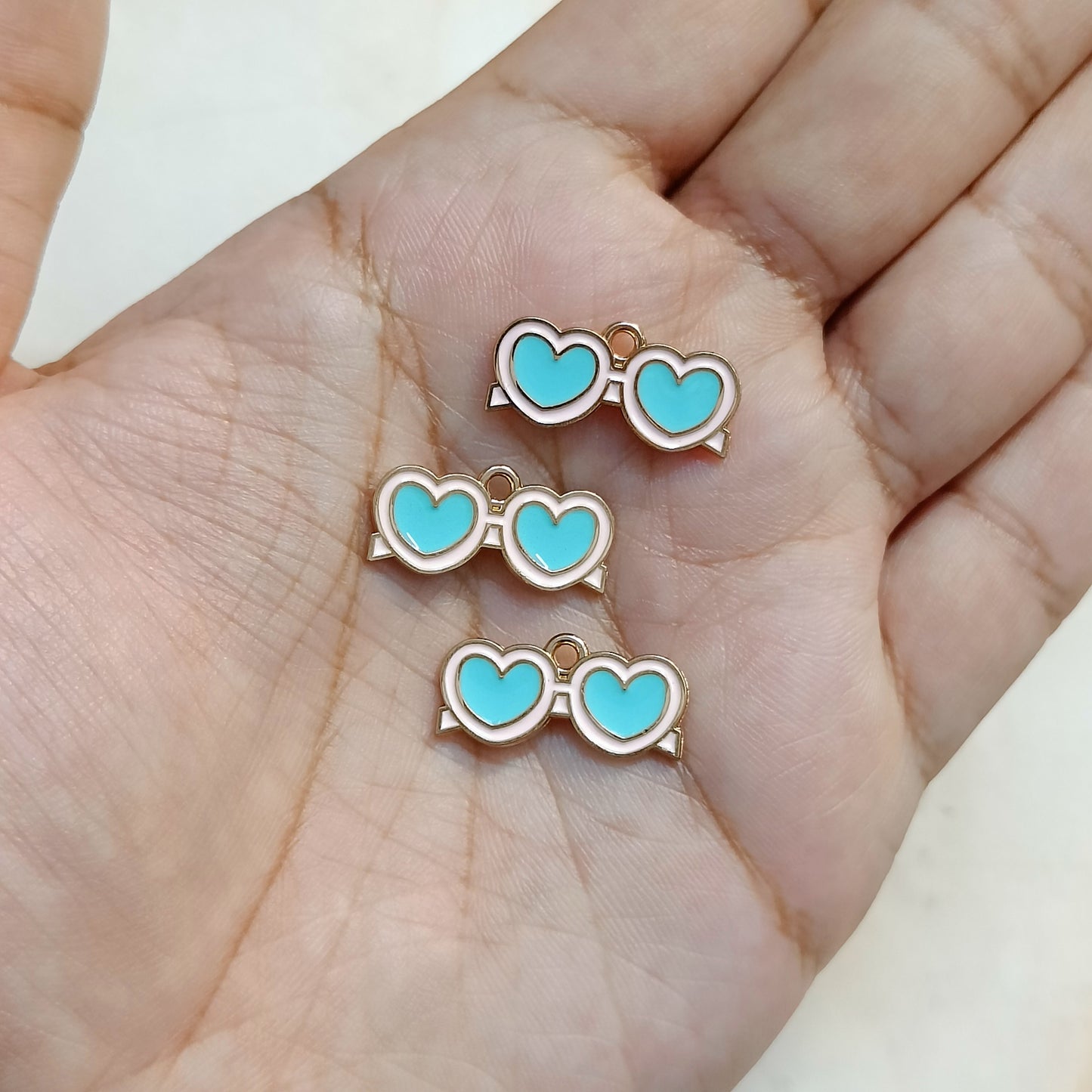 Cute Pastel Heart Glasses Metal Charms