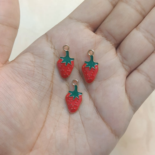Juicy Strawberry Fruit Metal Charms