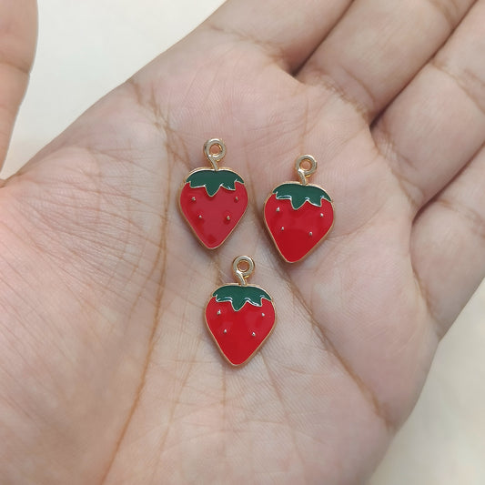 Yummy Red Strawberry Fruit Metal Charms