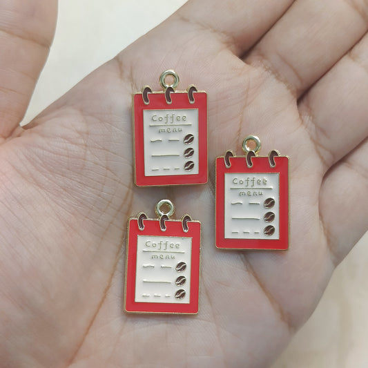 Pink Coffee Bar Menu Card Metal Charms