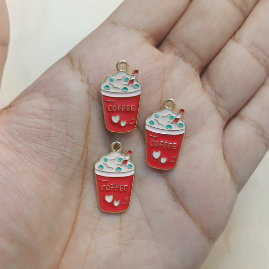 Pink Coffee Bubble Smoothie Metal Charms