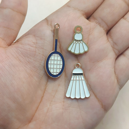 Badminton Racket & Shuttlecock Sports Theme Metal Charms