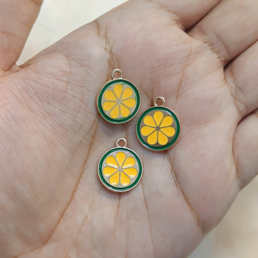 Sweet Lime Fruit Slice Metal Charms