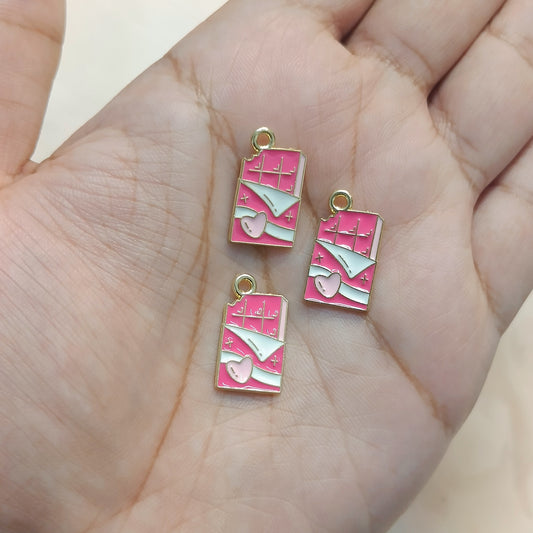 Cute Pink Mini Love Chocolate Metal Charms
