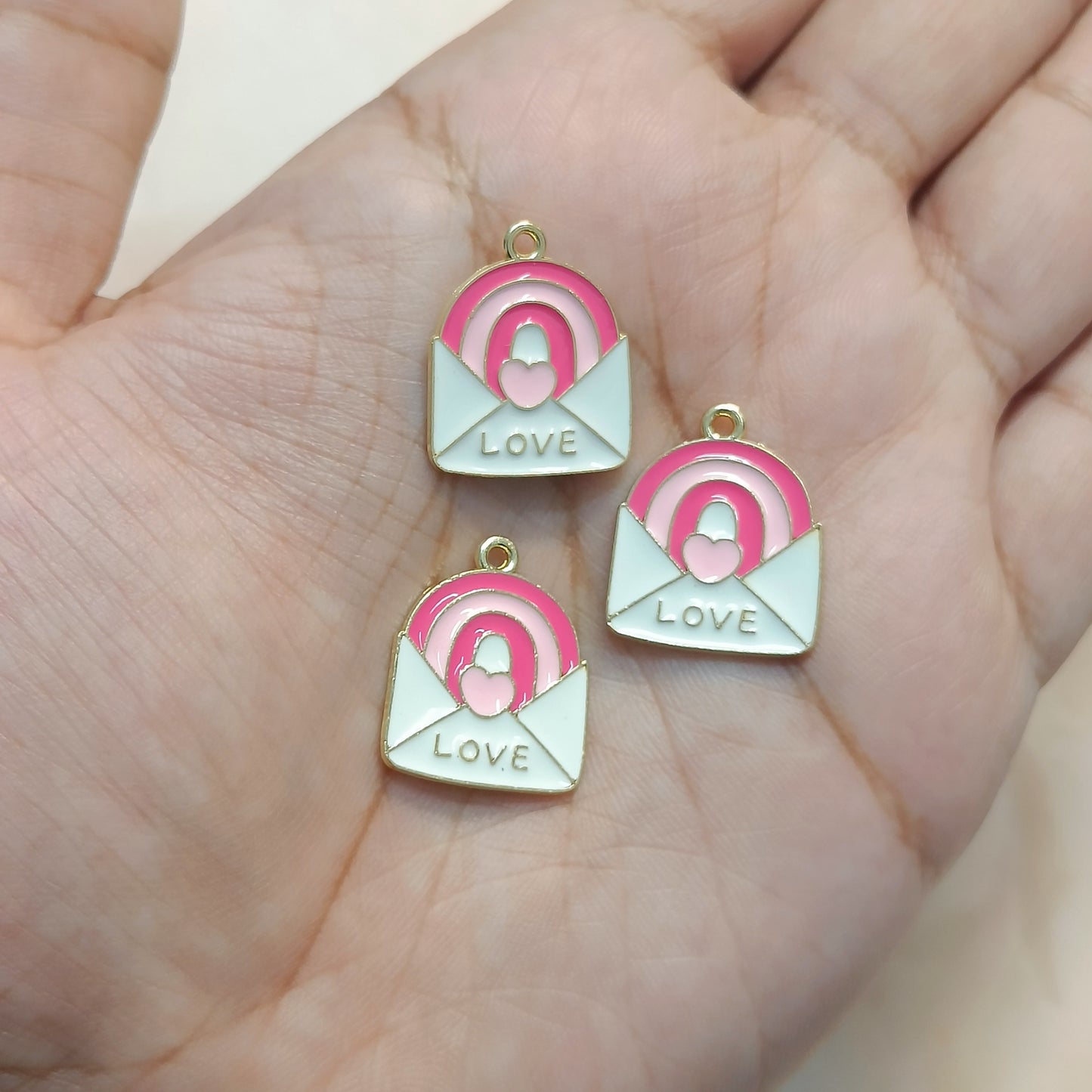 Cute Pink Mini Love Letter Metal Charms